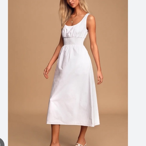 Lulus Dresses & Skirts - Lulu’s Simplicity is Best white sleeveless midi dress size Large
